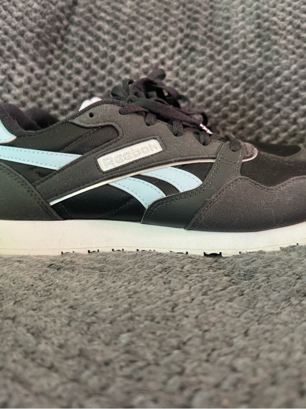 ReebokBlack and Light Blue Retro Runner